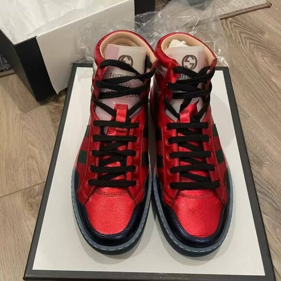 NIB Authentic Gucci Leather High 'Metallic Red' - Picture 2 of 4